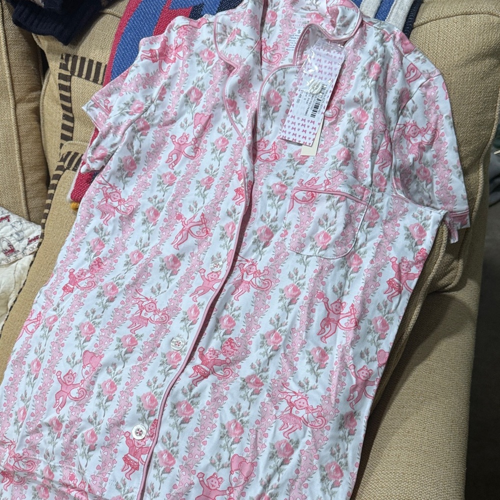 Roller Rabbit x LoveShackFancy Heirloom Monkey Pink Floral Pajama Set - Picture 2 of 4